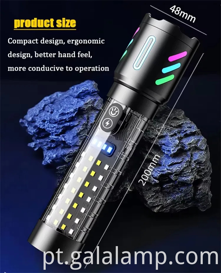 Lanterna de liga de fluorescência de laser branca de alta potência com zoom